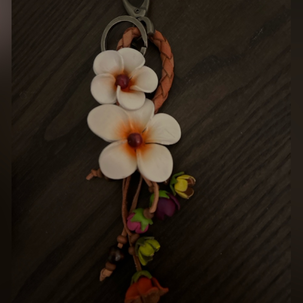 leather flower charm